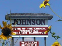 Johnson Sign "Home of the Father's Day Chicken Barbecue"